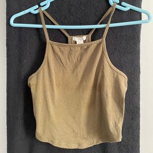 Olive green tank crop top